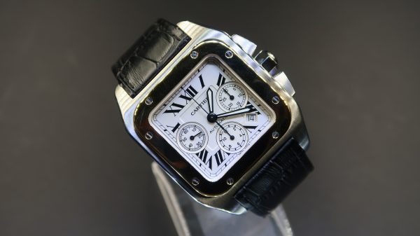 Cartier Santos 100 Steel And Yellow Gold Chronograph (Pre-Owned) CAR-002