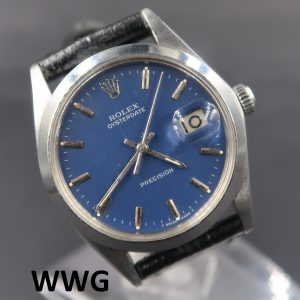 Rolex OysterDate Precision 6694 Blue Recond Dial (Pre-Owned Rolex Watch) RL-688